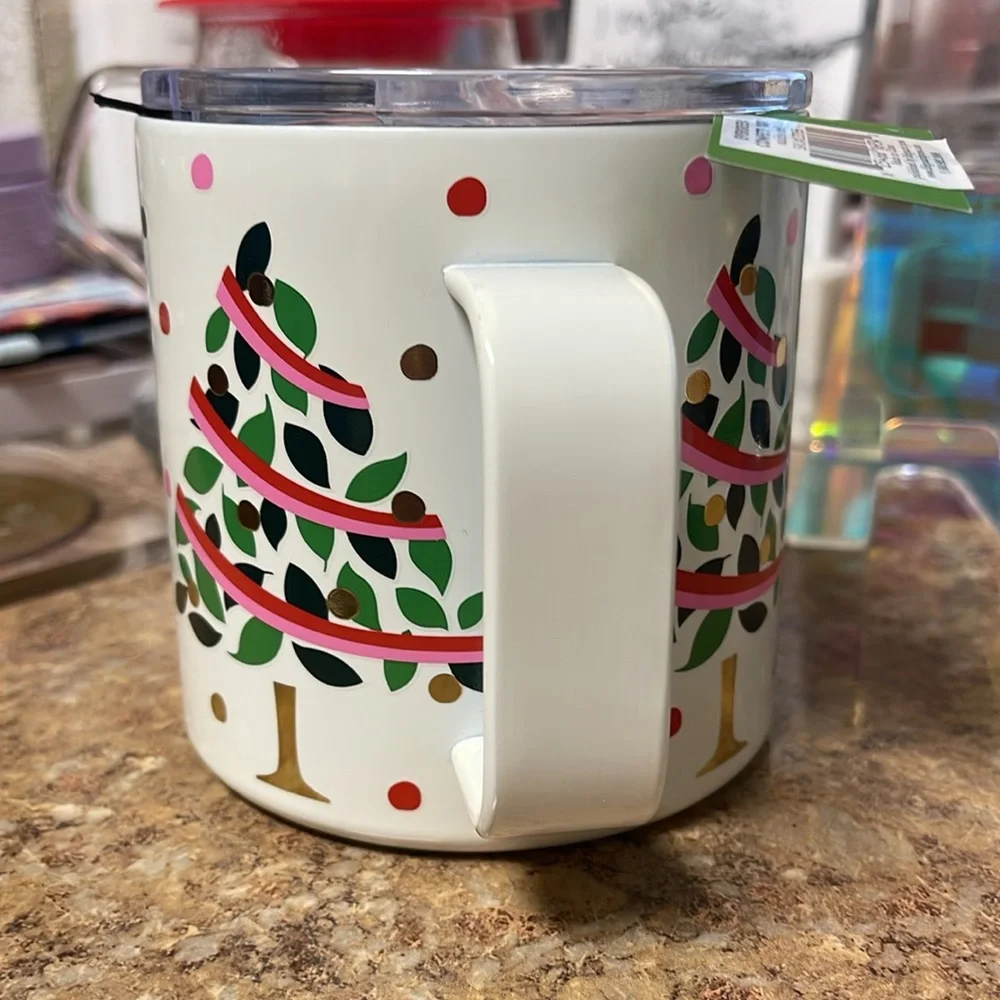 Kate Spade Stainless Steel Coffee Mug in Evergreen Confetti Dot
